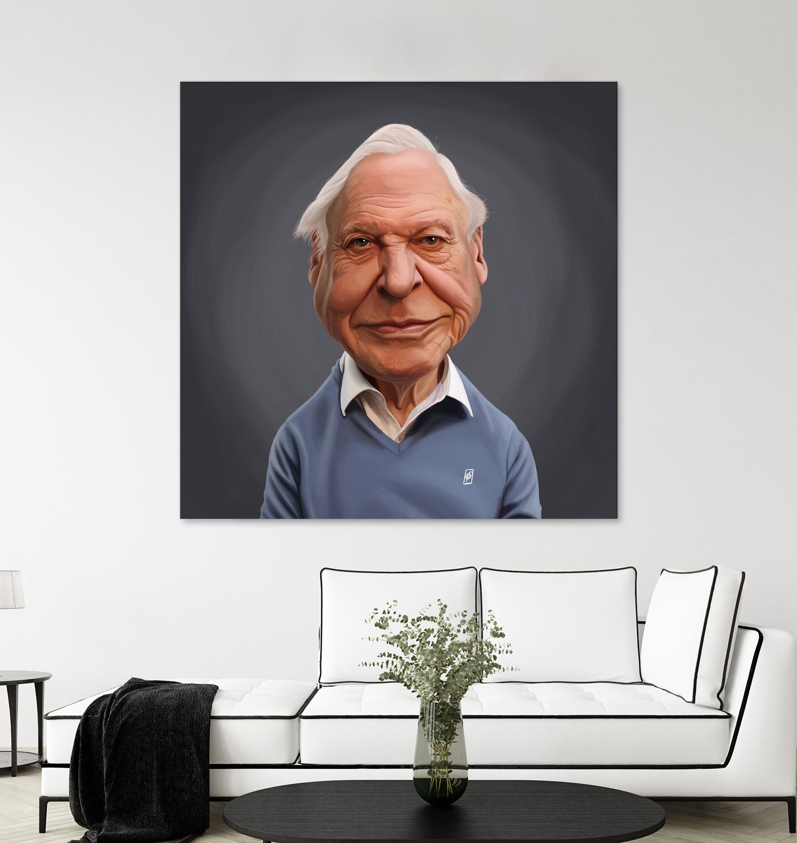 David Attenborough by Rob Snow on GIANT ART - blue digital painting