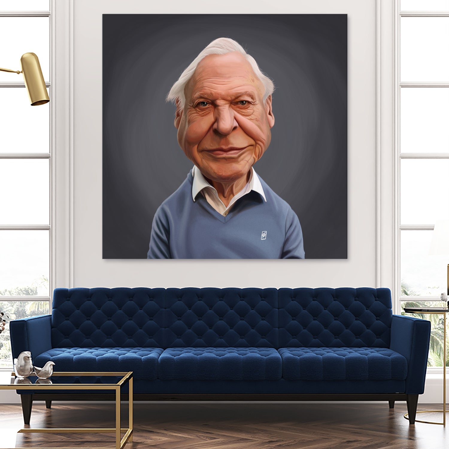 David Attenborough by Rob Snow on GIANT ART - blue digital painting