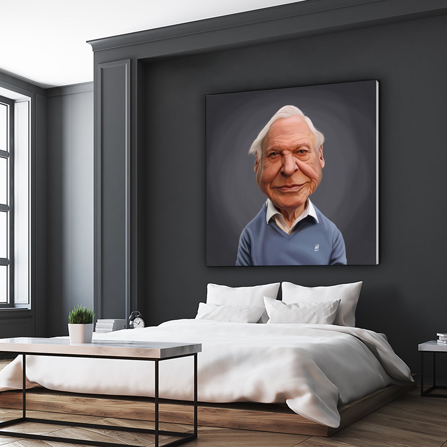 David Attenborough by Rob Snow on GIANT ART - blue digital painting