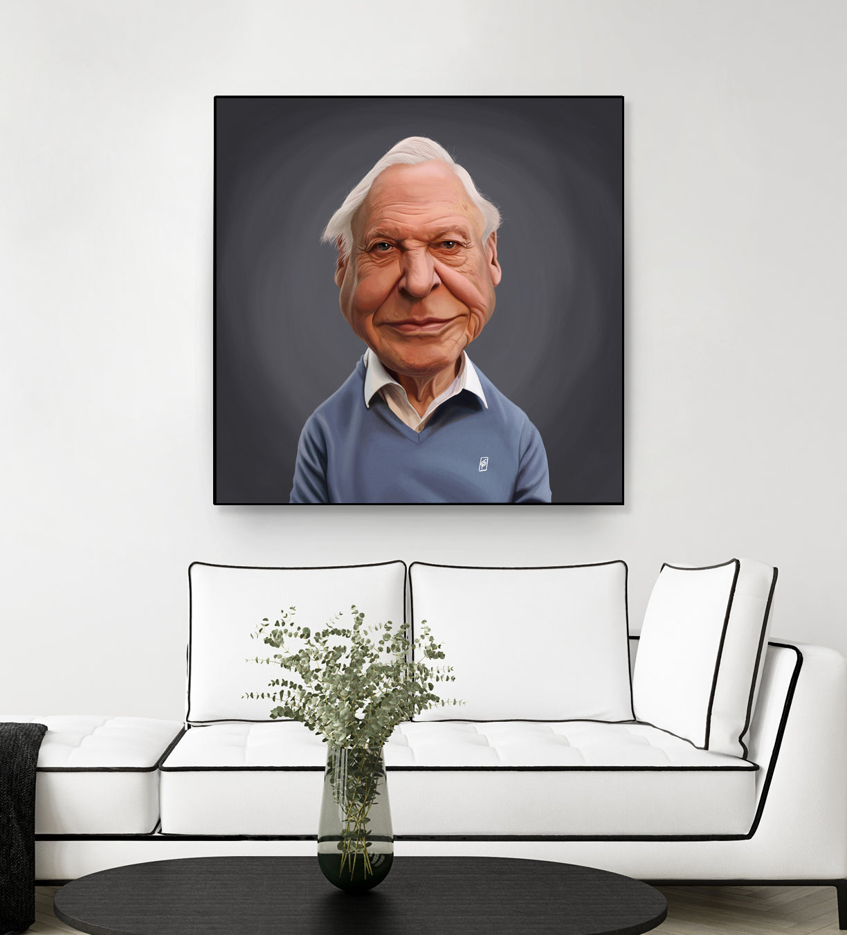 David Attenborough by Rob Snow on GIANT ART - blue digital painting