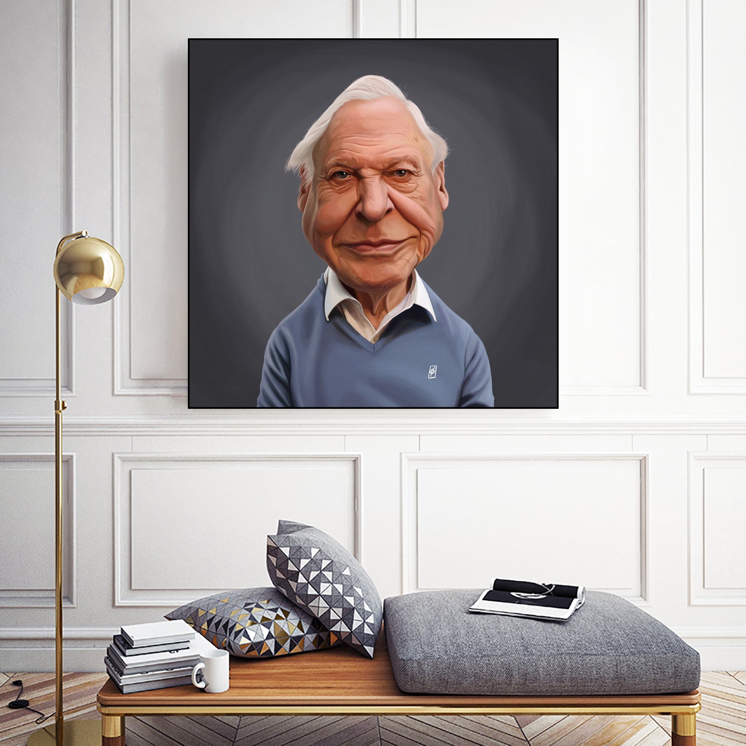 David Attenborough by Rob Snow on GIANT ART - blue digital painting