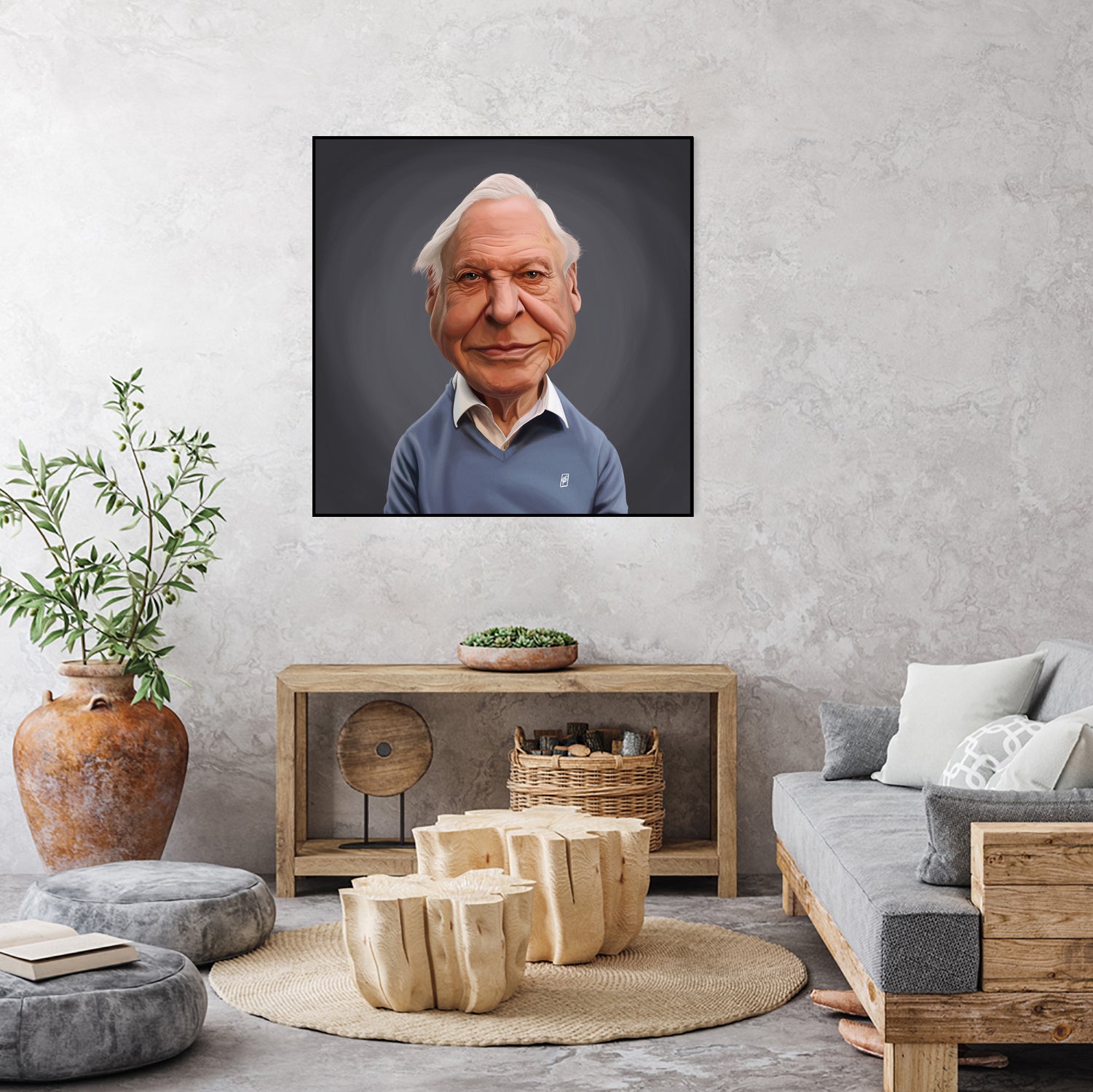 David Attenborough by Rob Snow on GIANT ART - blue digital painting