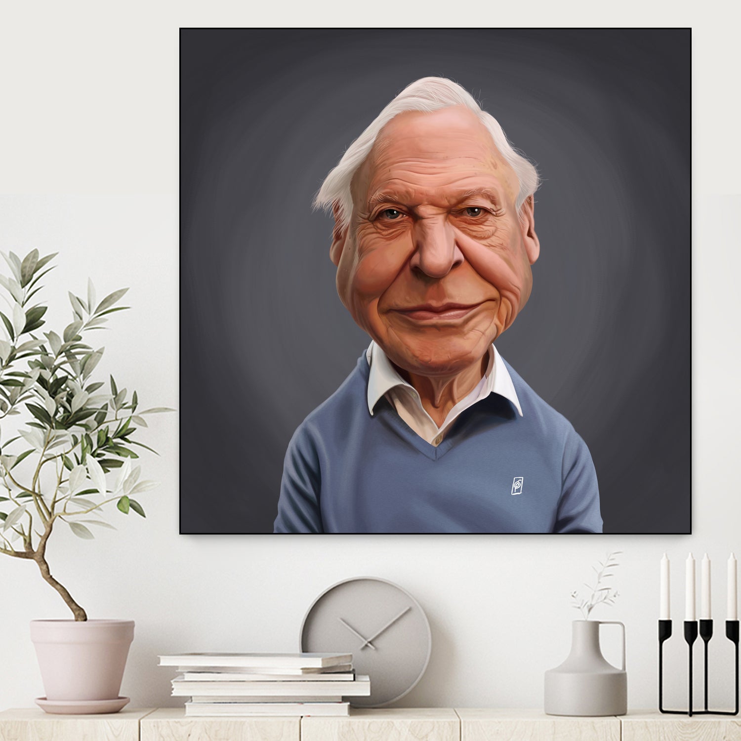 David Attenborough by Rob Snow on GIANT ART - blue digital painting