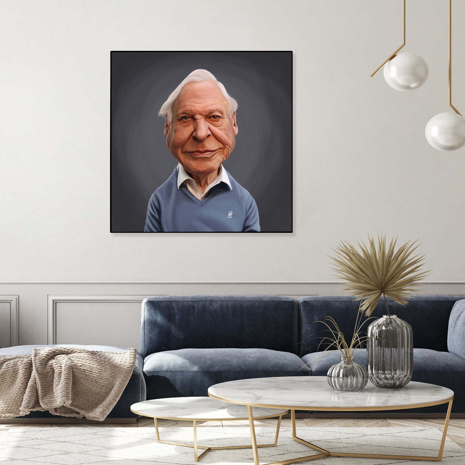 David Attenborough by Rob Snow on GIANT ART - blue digital painting