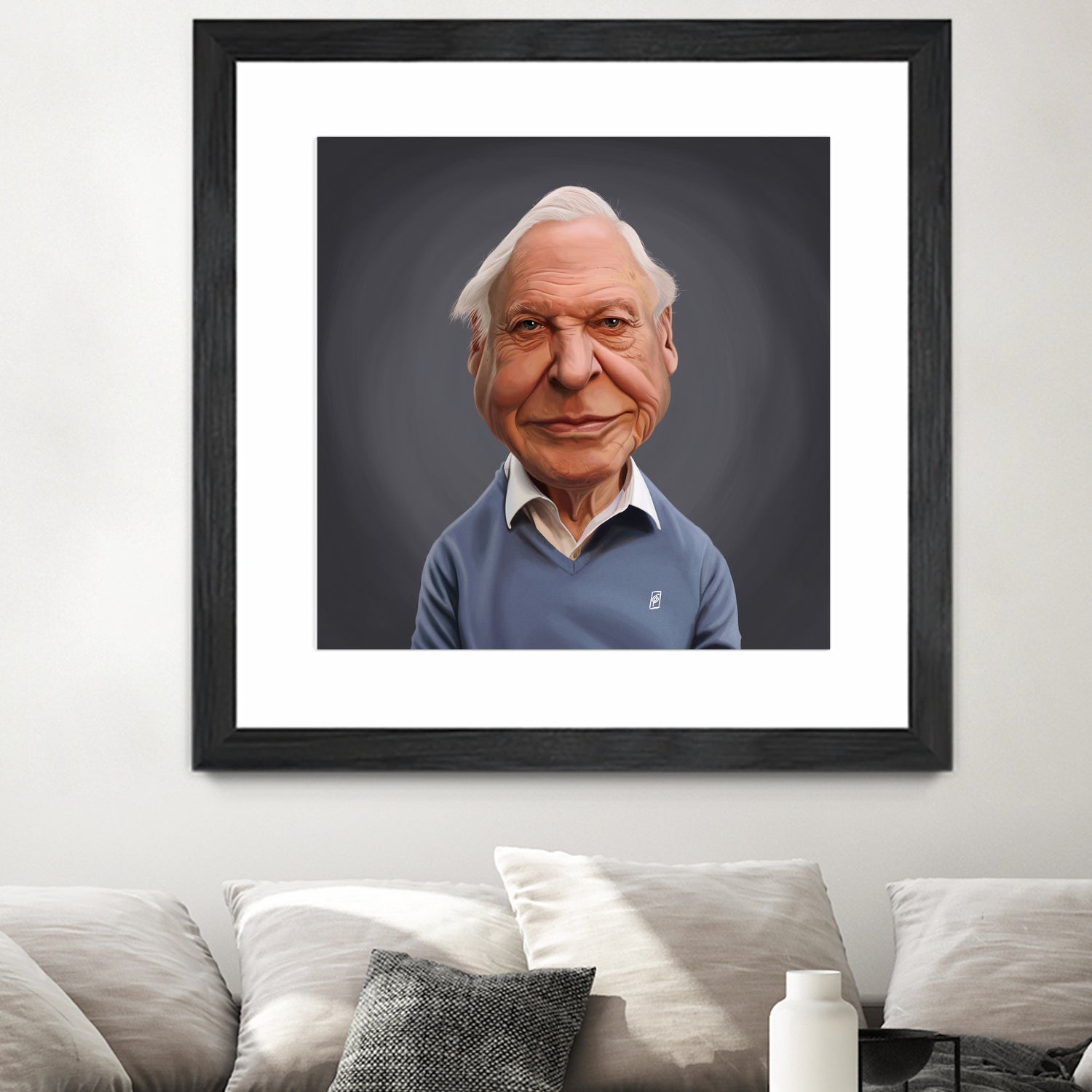 David Attenborough by Rob Snow on GIANT ART - blue digital painting