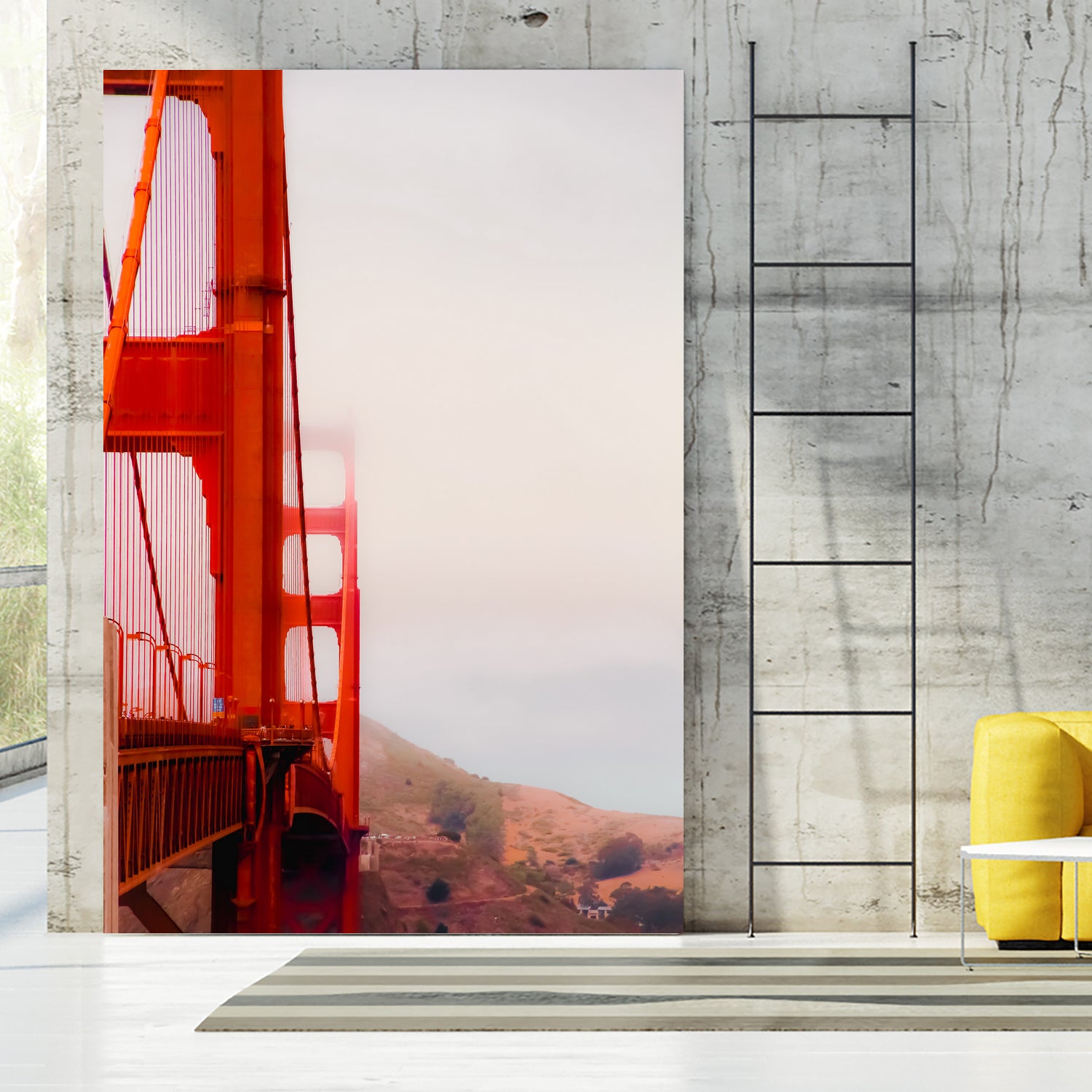 Closeup Golden Gate bridge with foggy sky San Francisco USA by sutee monchitnukul on GIANT ART - red photo manipulation