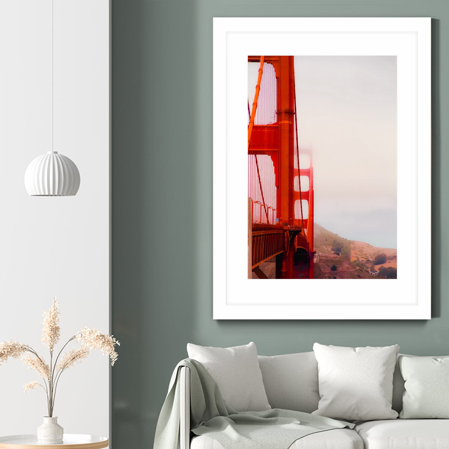 Closeup Golden Gate bridge with foggy sky San Francisco USA by sutee monchitnukul on GIANT ART - red photo manipulation