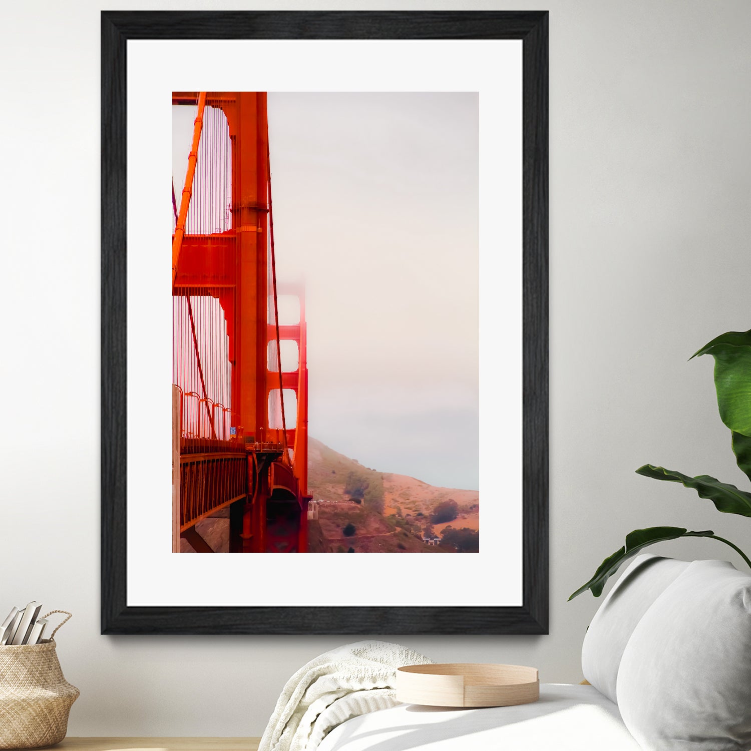 Closeup Golden Gate bridge with foggy sky San Francisco USA by sutee monchitnukul on GIANT ART - red photo manipulation