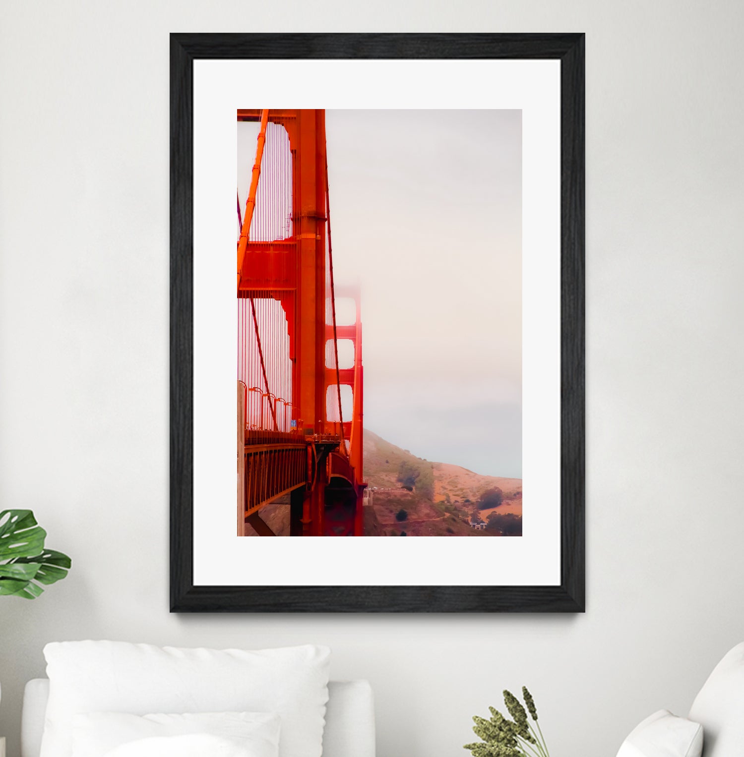 Closeup Golden Gate bridge with foggy sky San Francisco USA by sutee monchitnukul on GIANT ART - red photo manipulation