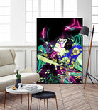 Samurai Japan Print Art Colored Neon Electric by Damian firenza on GIANT ART - fuchsia digital painting