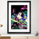 Samurai Japan Print Art Colored Neon Electric by Damian firenza on GIANT ART - fuchsia digital painting