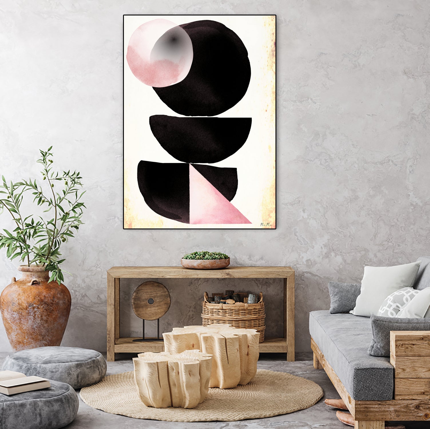 Black pink geometric abstract mama art by Maria Mata on GIANT ART - black digital painting