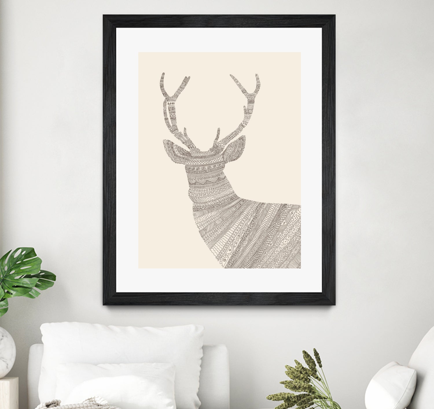 Stag / Deer (On Beige) by Florent Bodart on GIANT ART - digital drawing