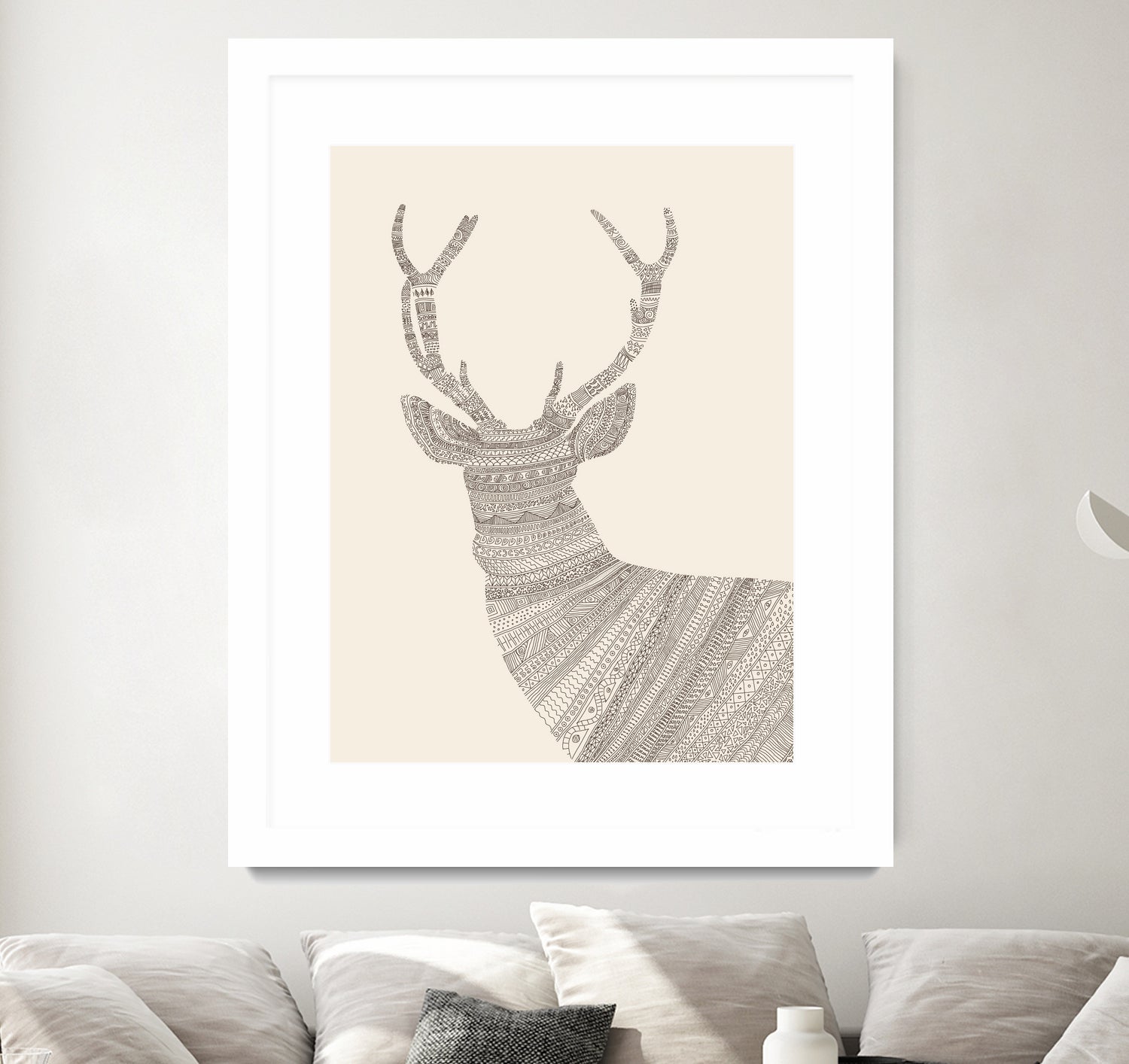 Stag / Deer (On Beige) by Florent Bodart on GIANT ART - digital drawing