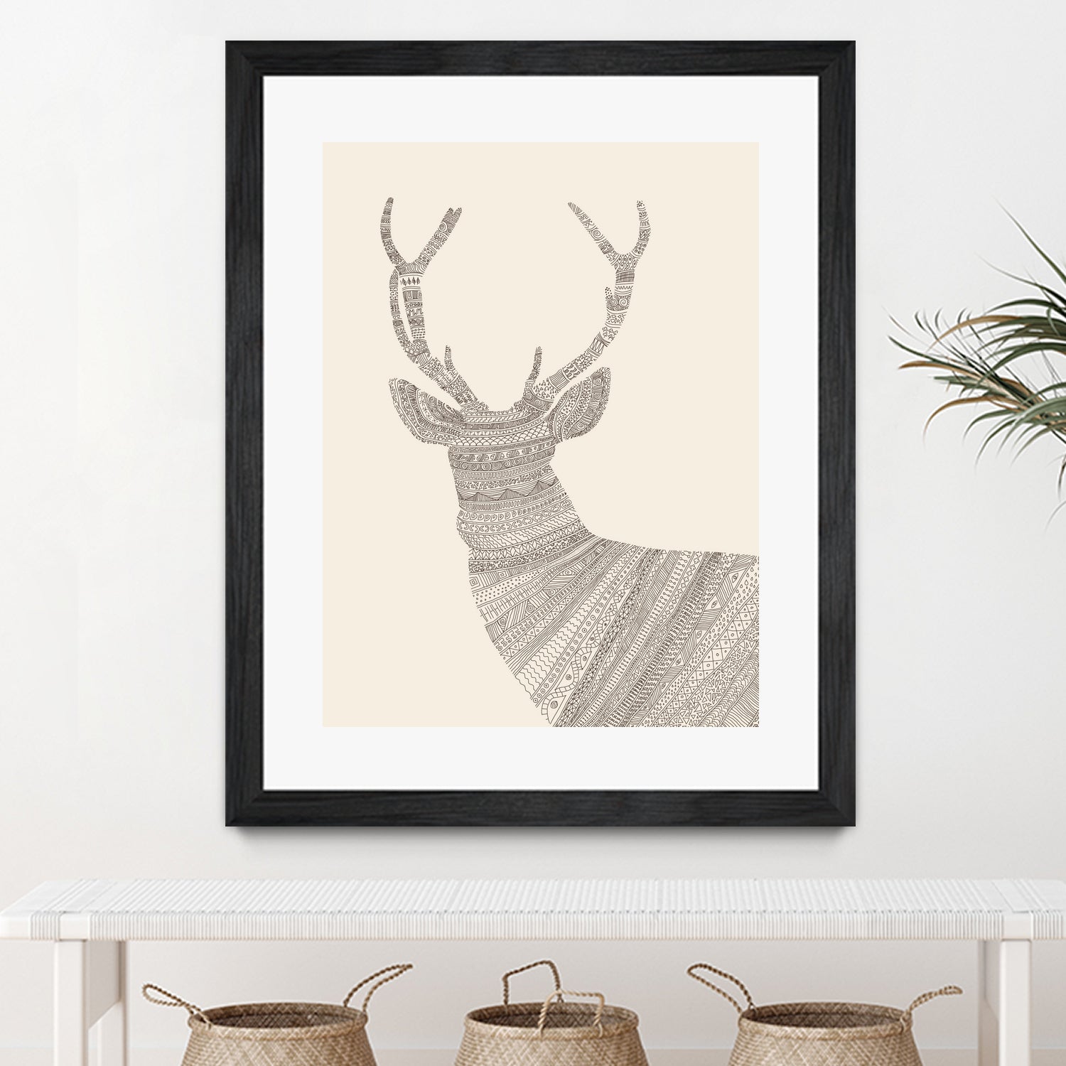 Stag / Deer (On Beige) by Florent Bodart on GIANT ART - digital drawing