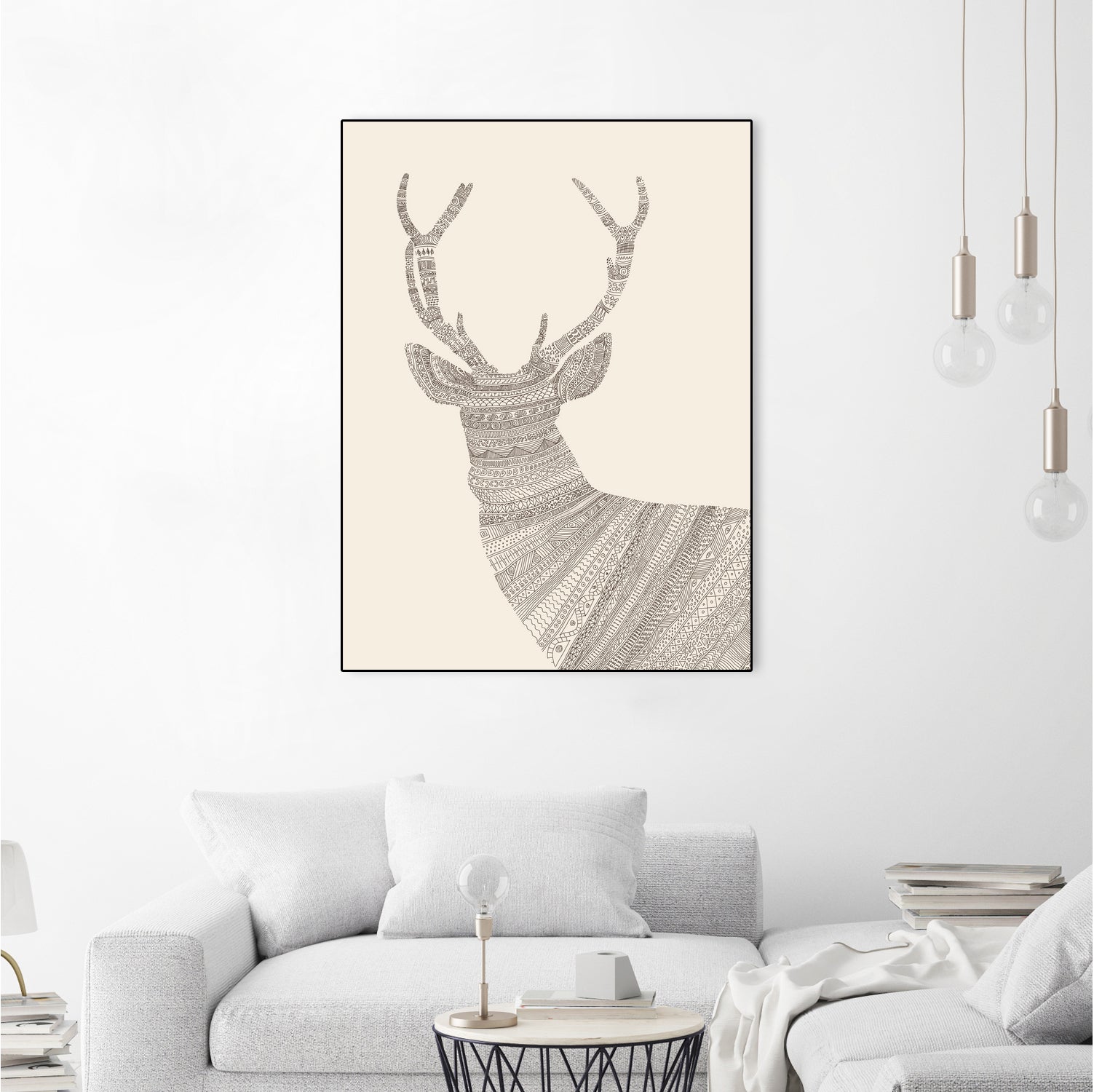 Stag / Deer (On Beige) by Florent Bodart on GIANT ART - digital drawing