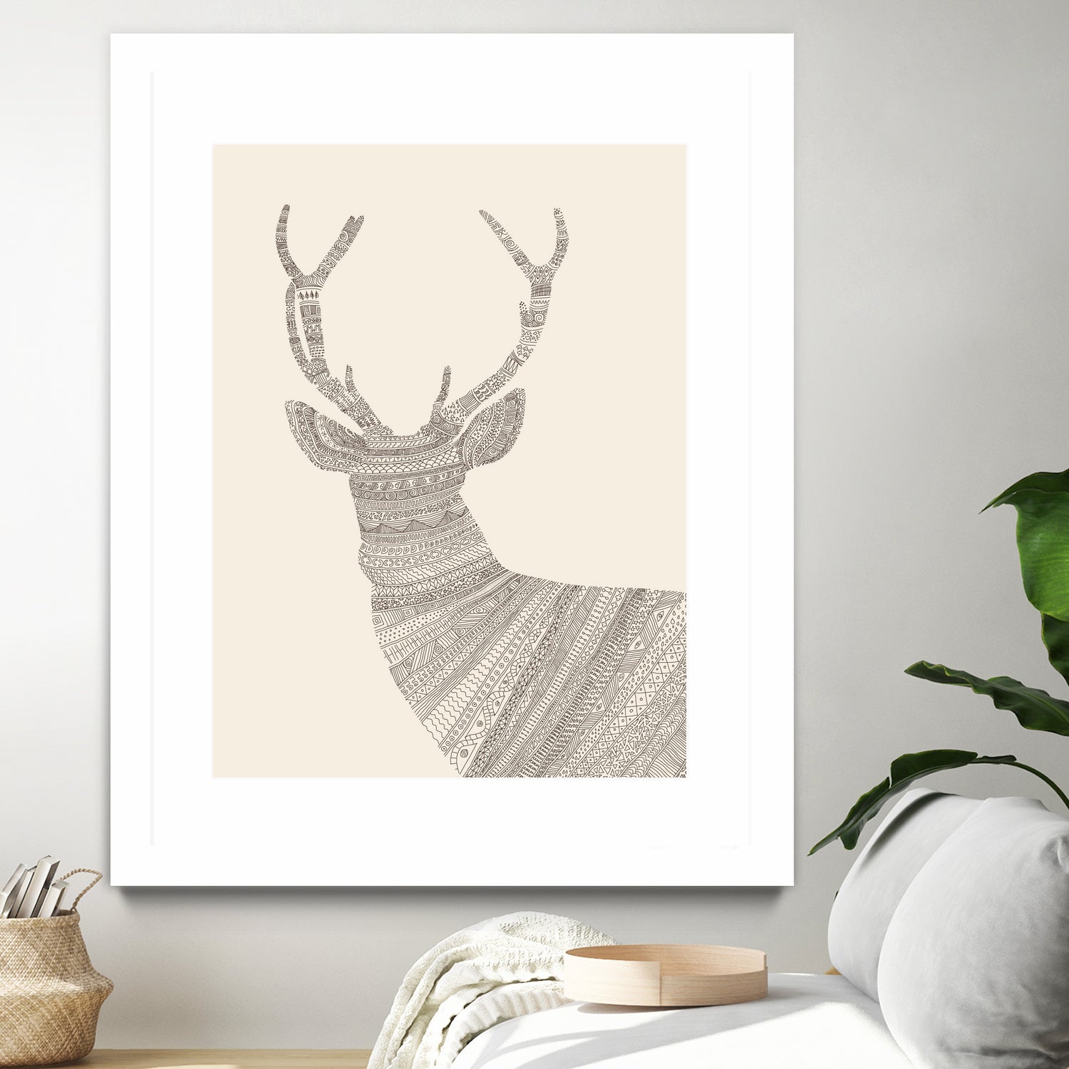 Stag / Deer (On Beige) by Florent Bodart on GIANT ART - digital drawing