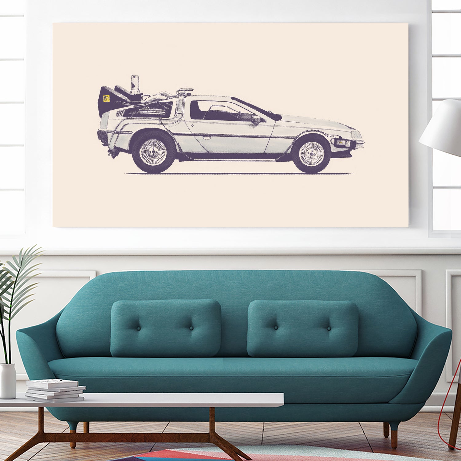 Famous Car #2 - Back to the Future's Delorean by Florent Bodart on GIANT ART - white digital painting