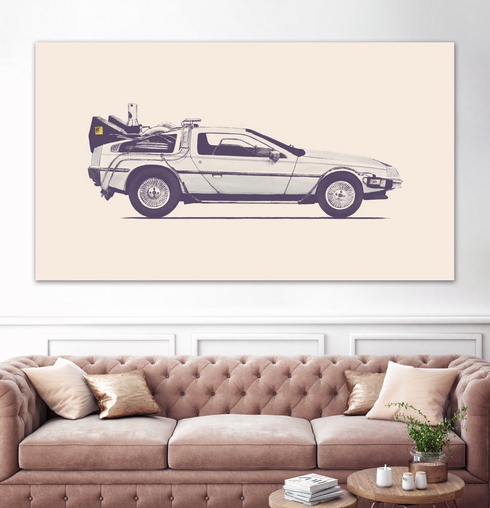 Famous Car #2 - Back to the Future's Delorean by Florent Bodart on GIANT ART - white digital painting