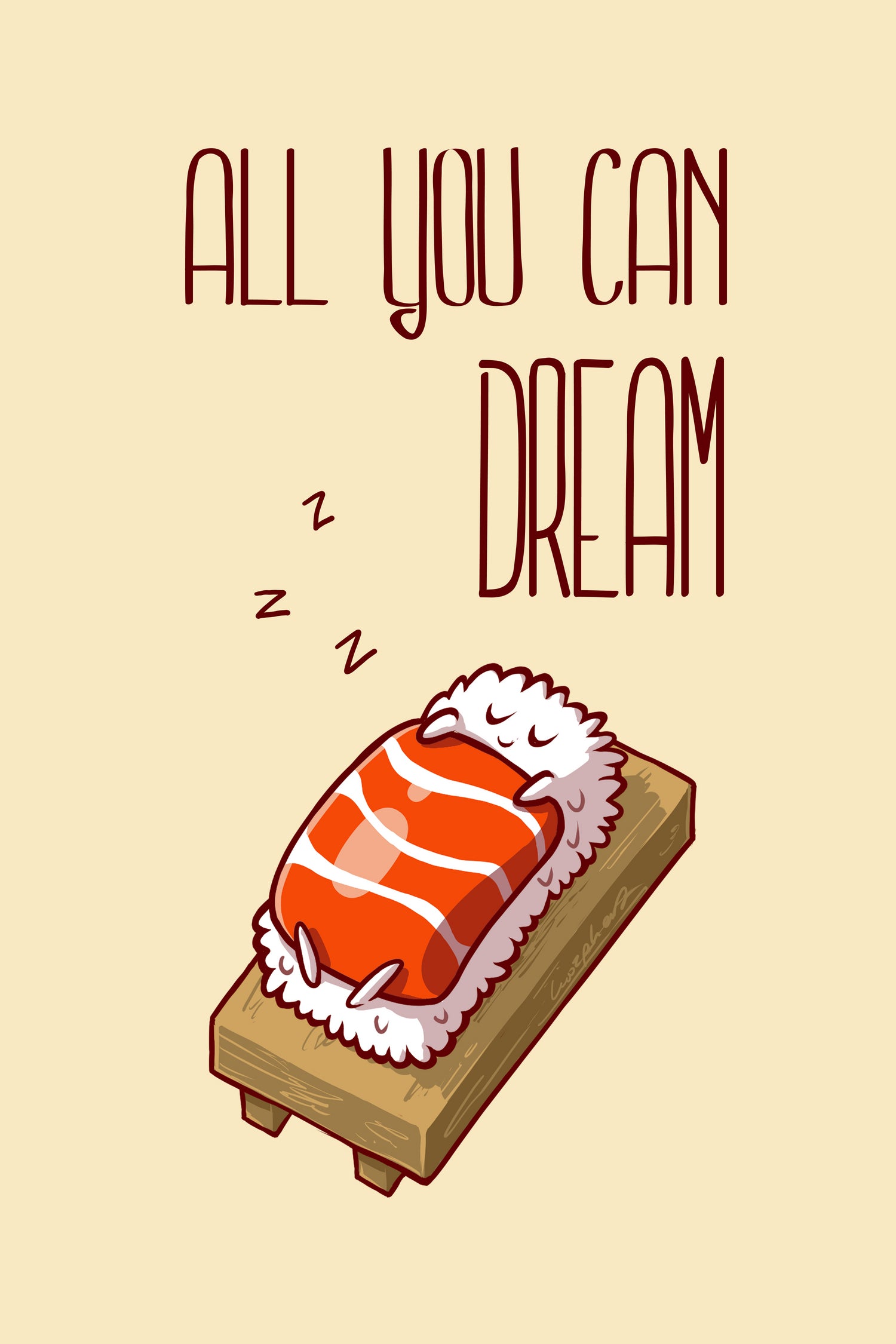 nigiri sake sleep by Paola Morpheus on GIANT ART - yellow vector illustration