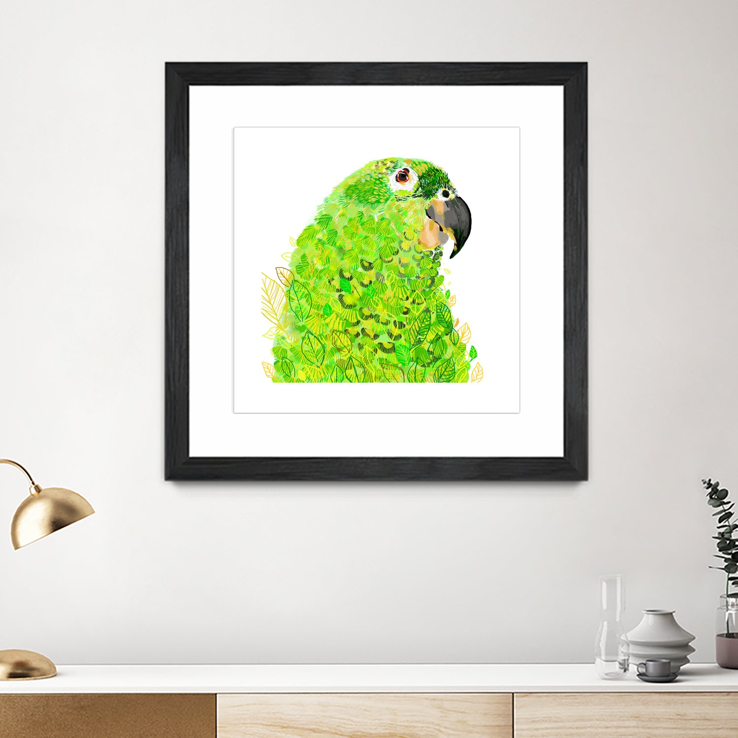 Green Parrot by Reid Harrison on GIANT ART - green digital painting