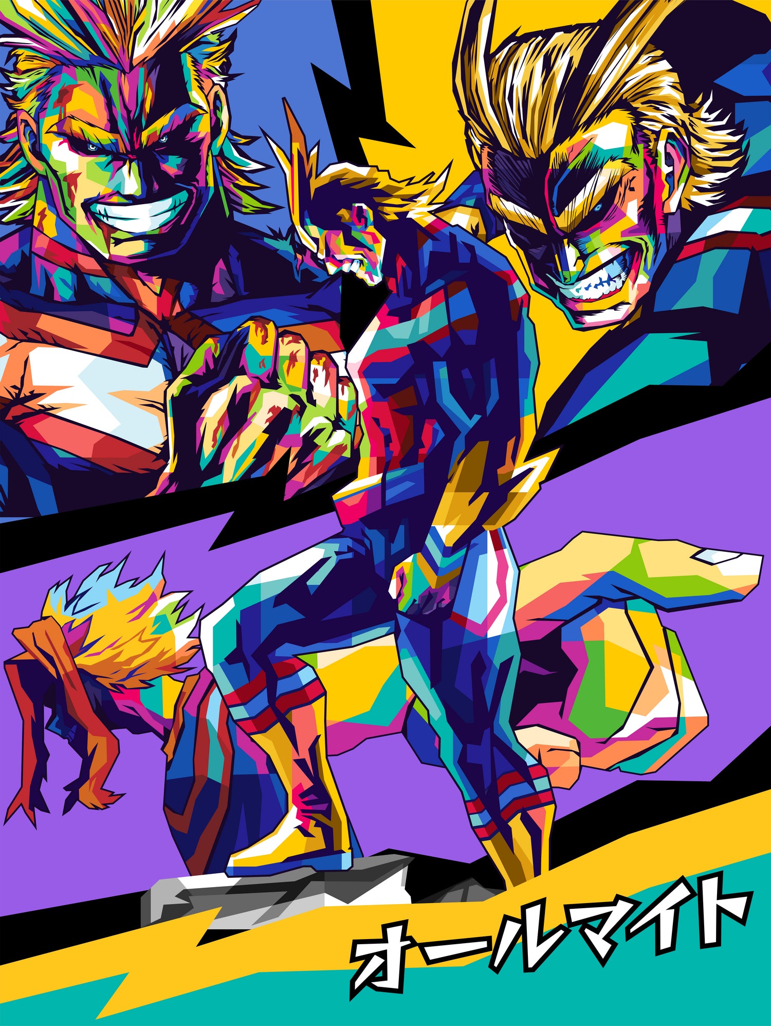 All Might Boku No Hero by Shichiro Ken on GIANT ART - blue digital drawing