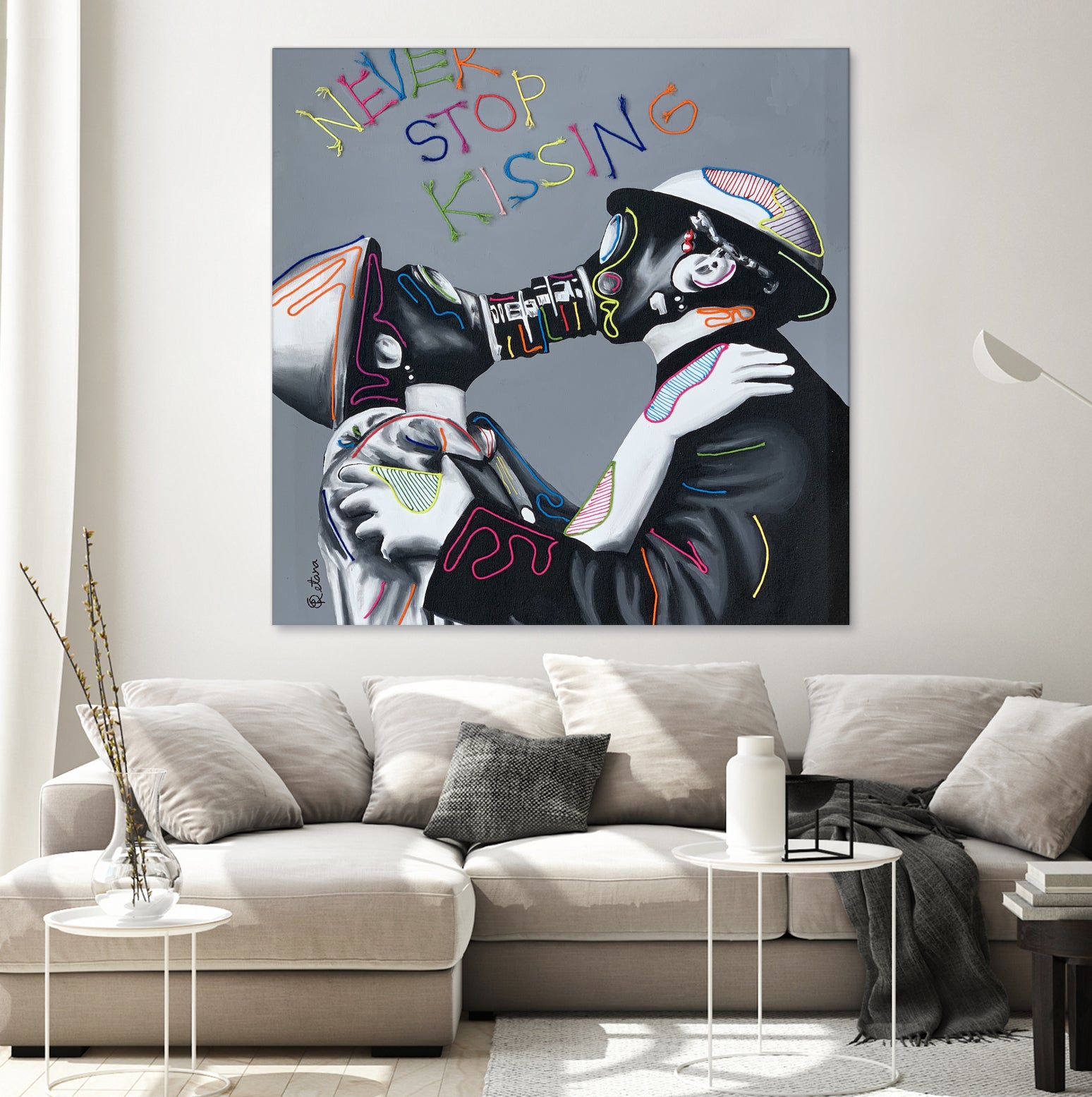 Never stop kissing by eugenia retana on GIANT ART - black mixed media