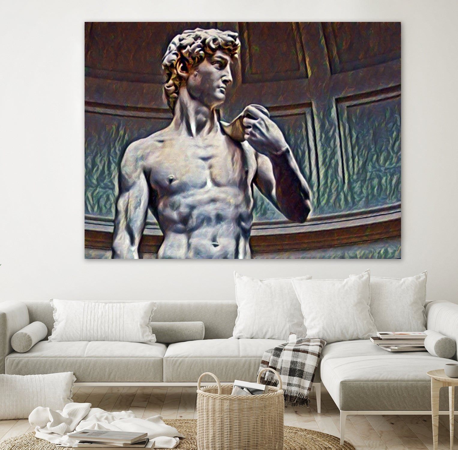 David from Michelangelo Artistic Illustration Relief by Luis Lonn on GIANT ART - black cartooning