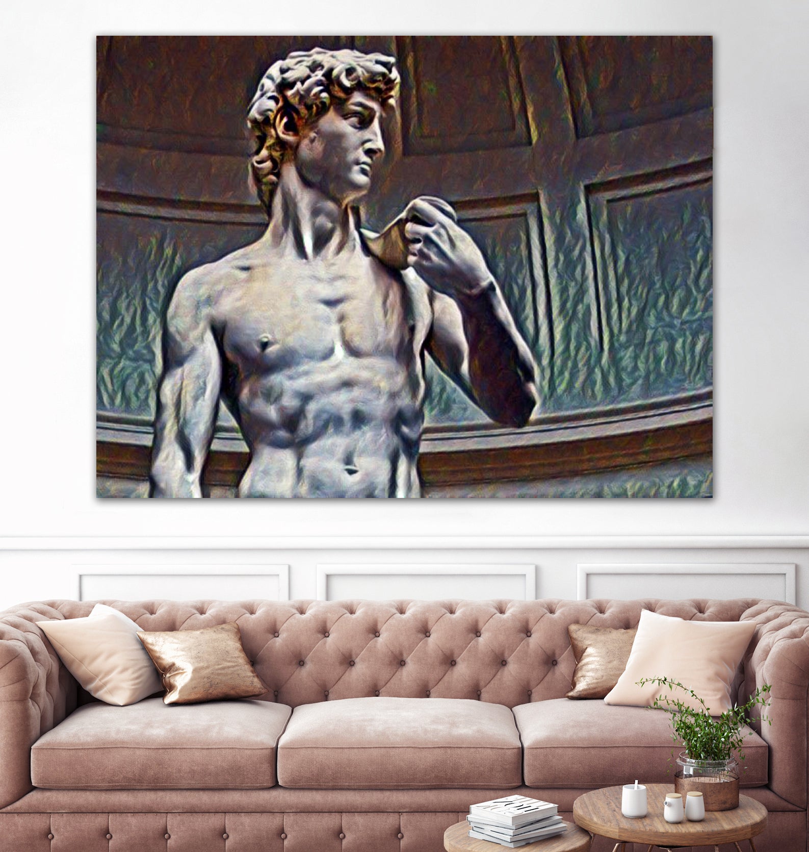 David from Michelangelo Artistic Illustration Relief by Luis Lonn on GIANT ART - black cartooning