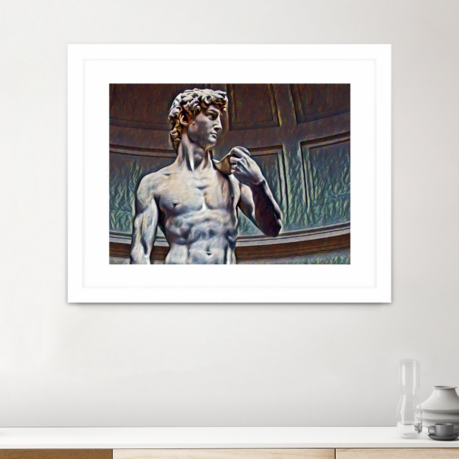 David from Michelangelo Artistic Illustration Relief by Luis Lonn on GIANT ART - black cartooning