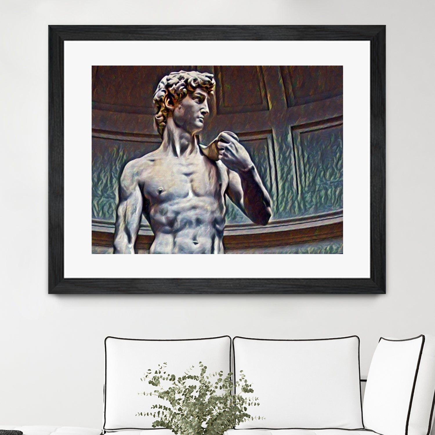 David from Michelangelo Artistic Illustration Relief by Luis Lonn on GIANT ART - black cartooning