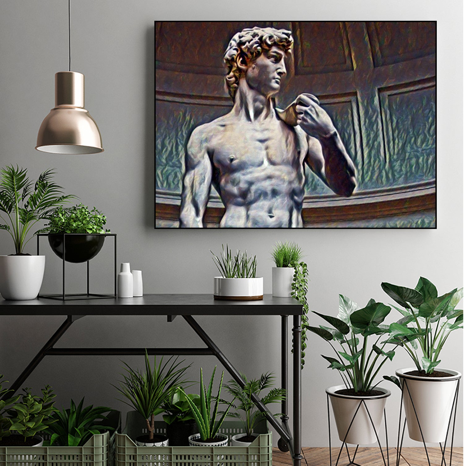 David from Michelangelo Artistic Illustration Relief by Luis Lonn on GIANT ART - black cartooning