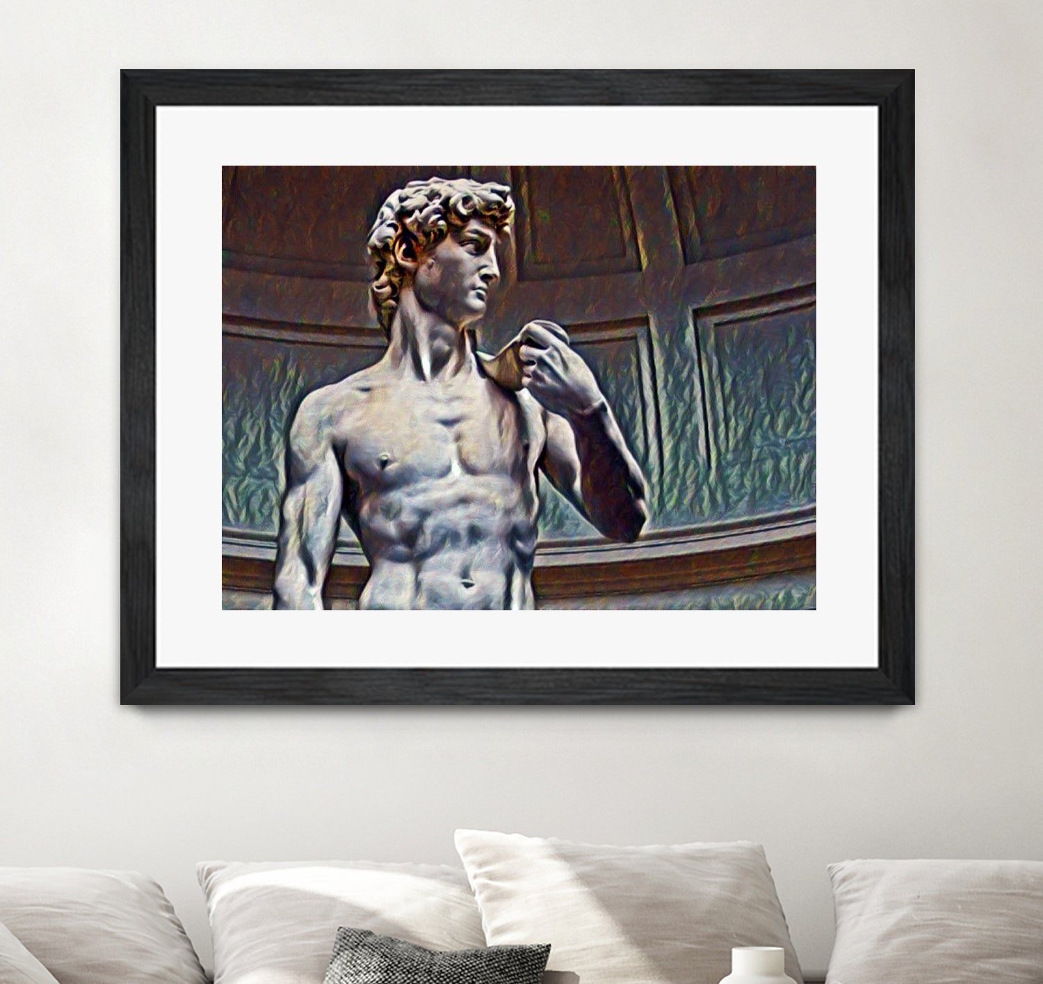 David from Michelangelo Artistic Illustration Relief by Luis Lonn on GIANT ART - black cartooning