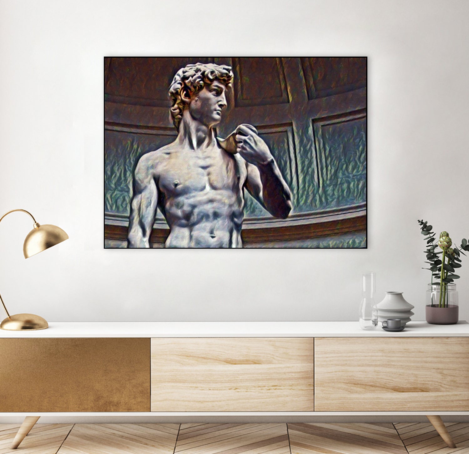 David from Michelangelo Artistic Illustration Relief by Luis Lonn on GIANT ART - black cartooning