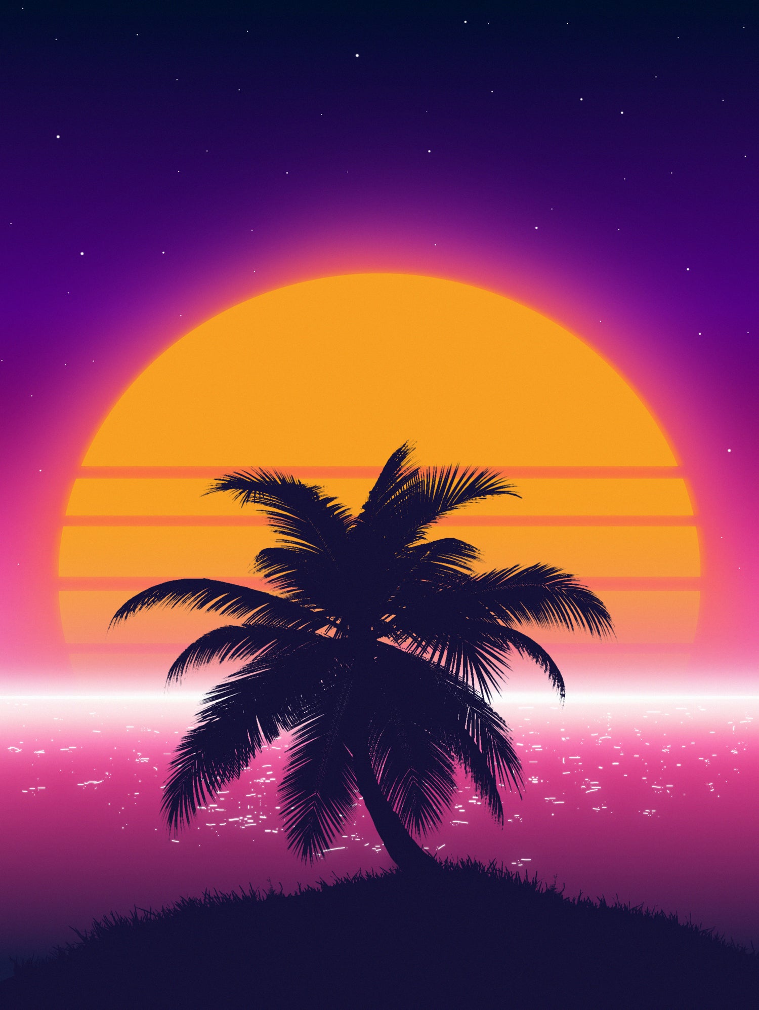 Retrowave Palm Sunset by Muhammad Daffa Umar on GIANT ART - black photo illustration