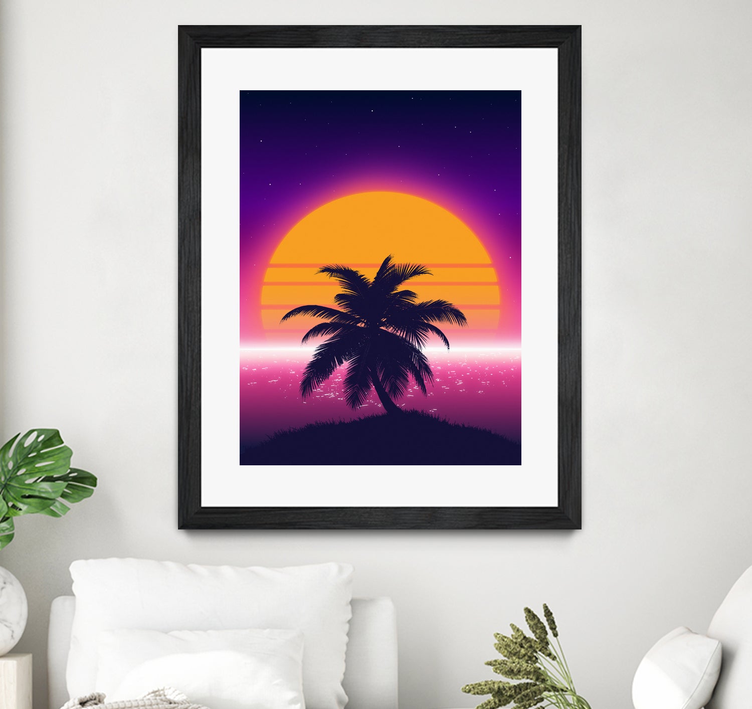 Retrowave Palm Sunset by Muhammad Daffa Umar on GIANT ART - black photo illustration