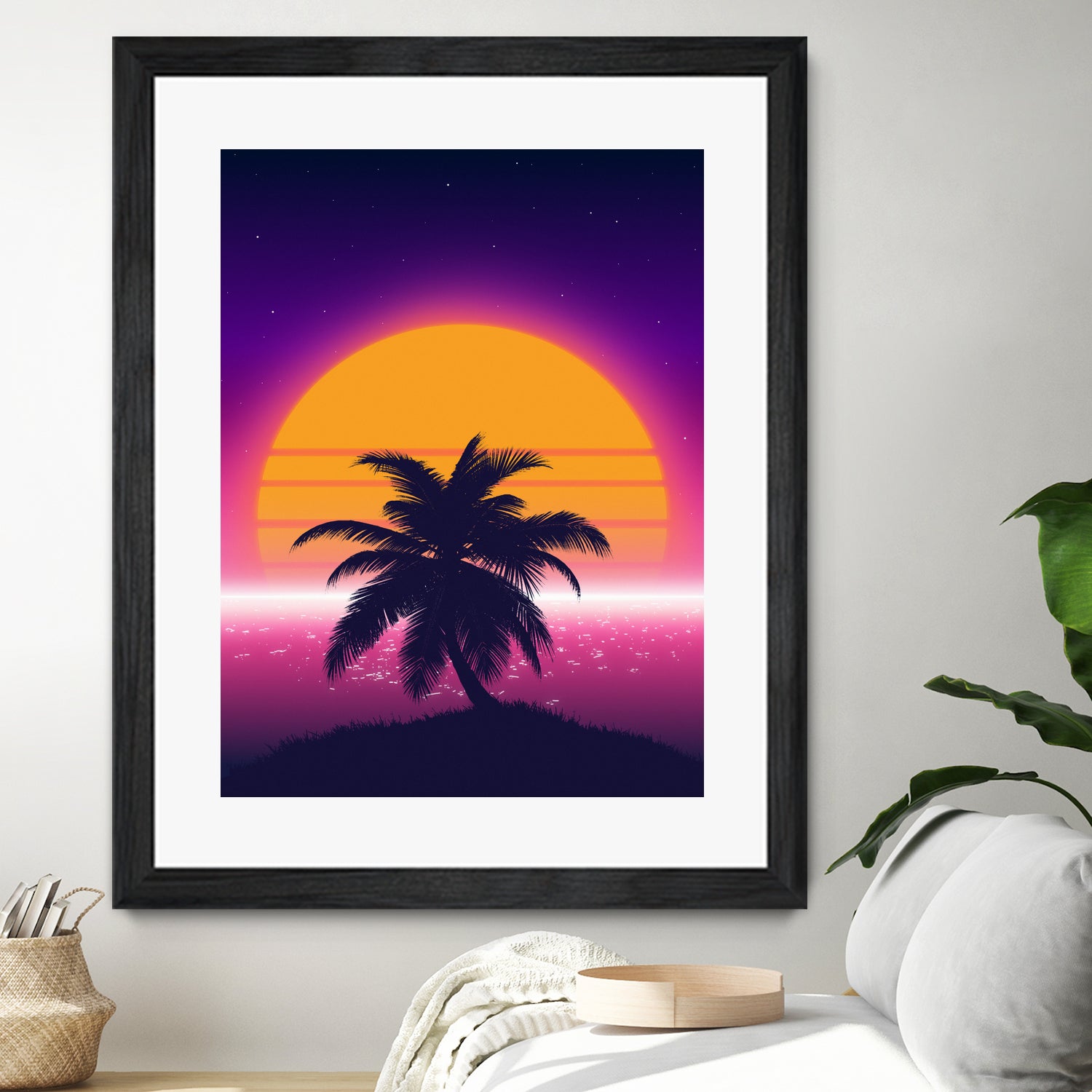 Retrowave Palm Sunset by Muhammad Daffa Umar on GIANT ART - black photo illustration