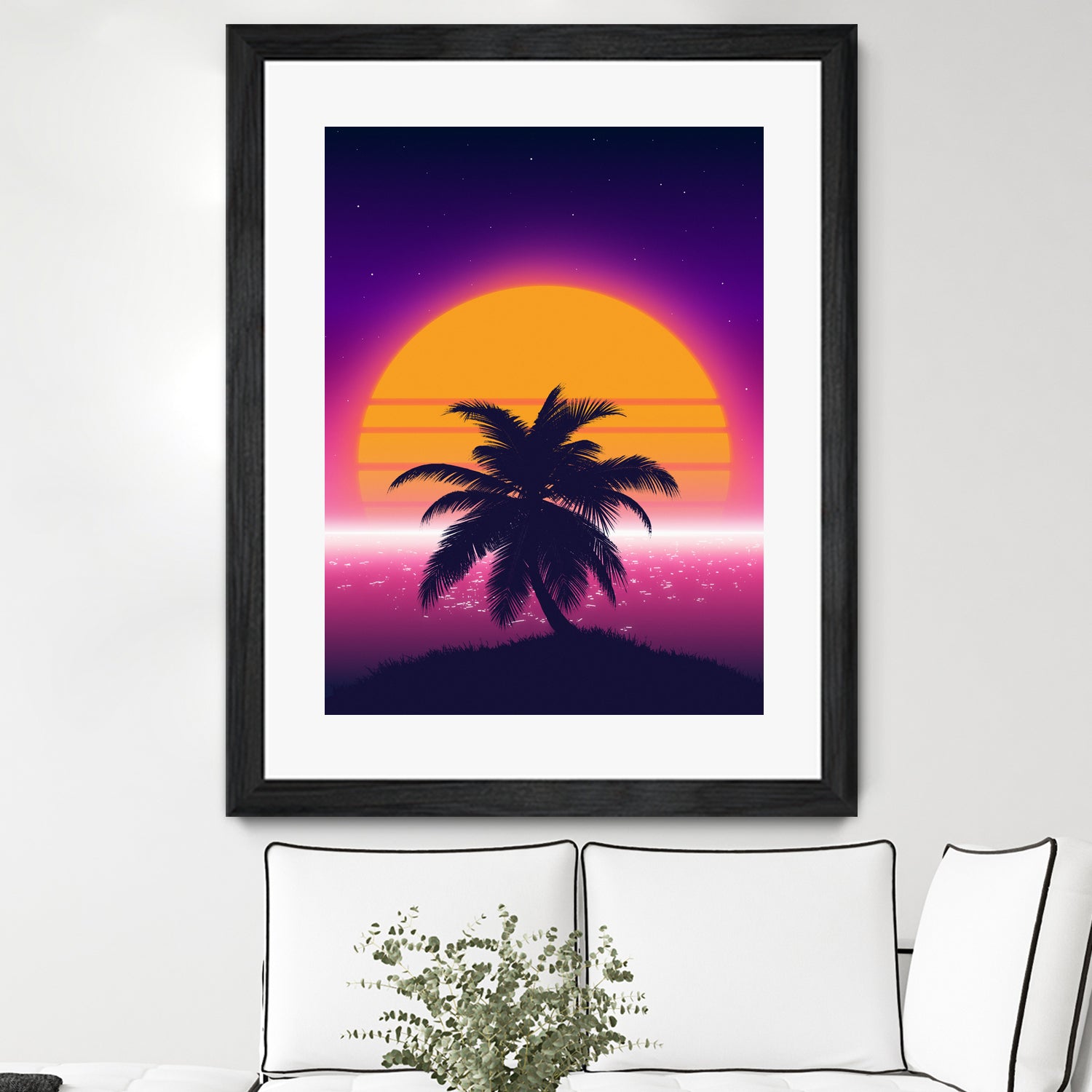 Retrowave Palm Sunset by Muhammad Daffa Umar on GIANT ART - black photo illustration