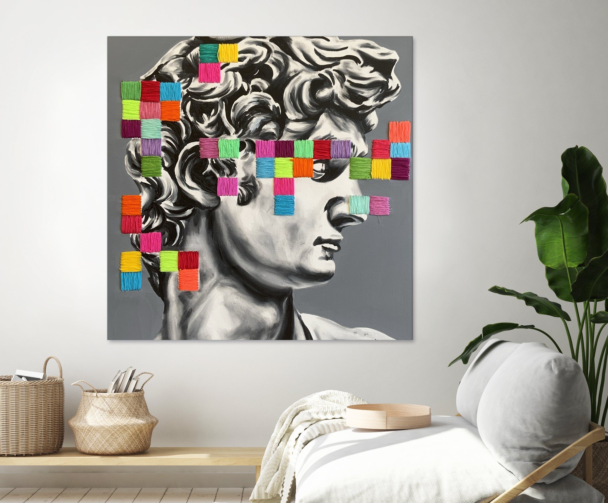 Pixel david by eugenia retana on GIANT ART - gray mixed media