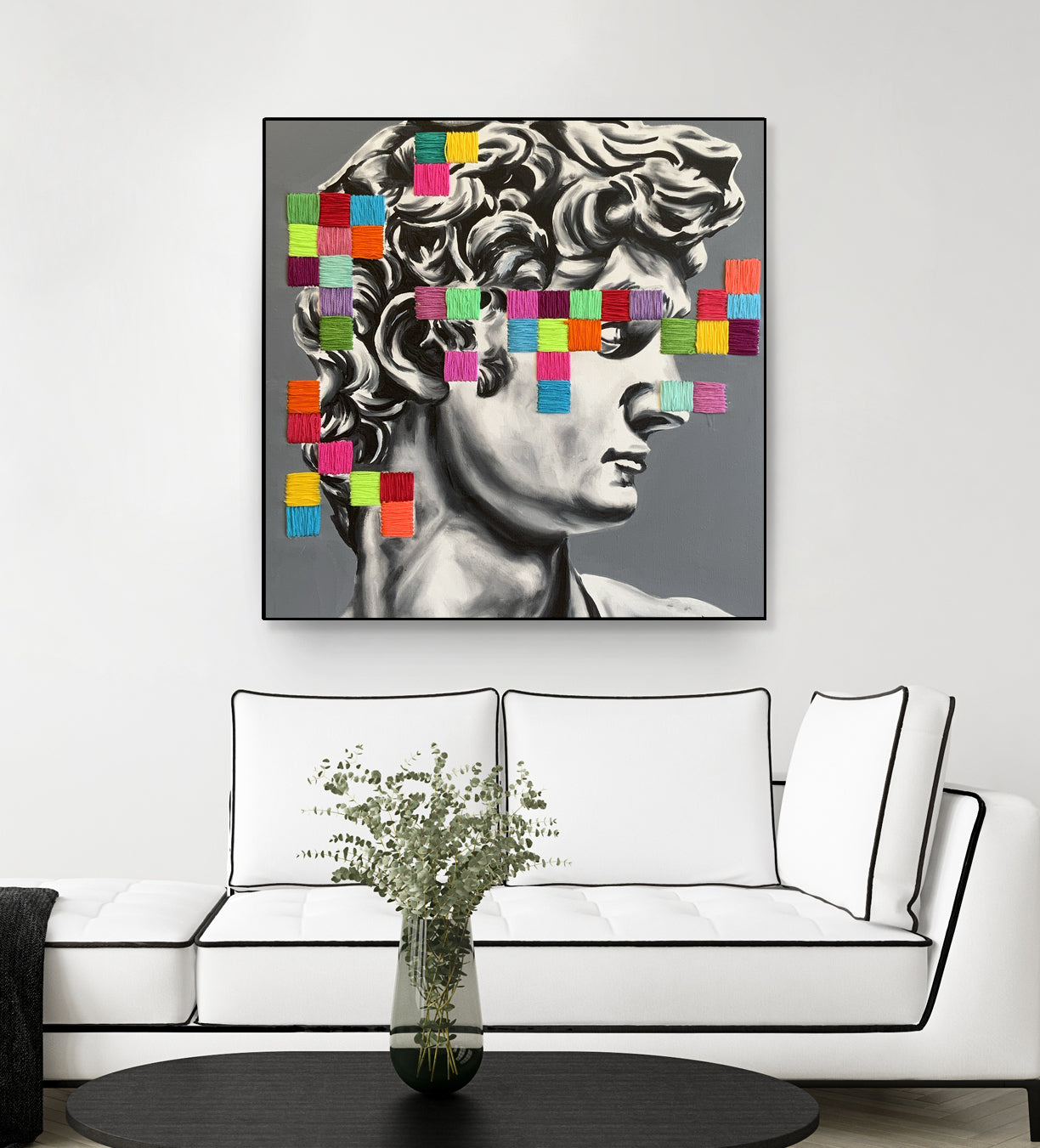 Pixel david by eugenia retana on GIANT ART - gray mixed media