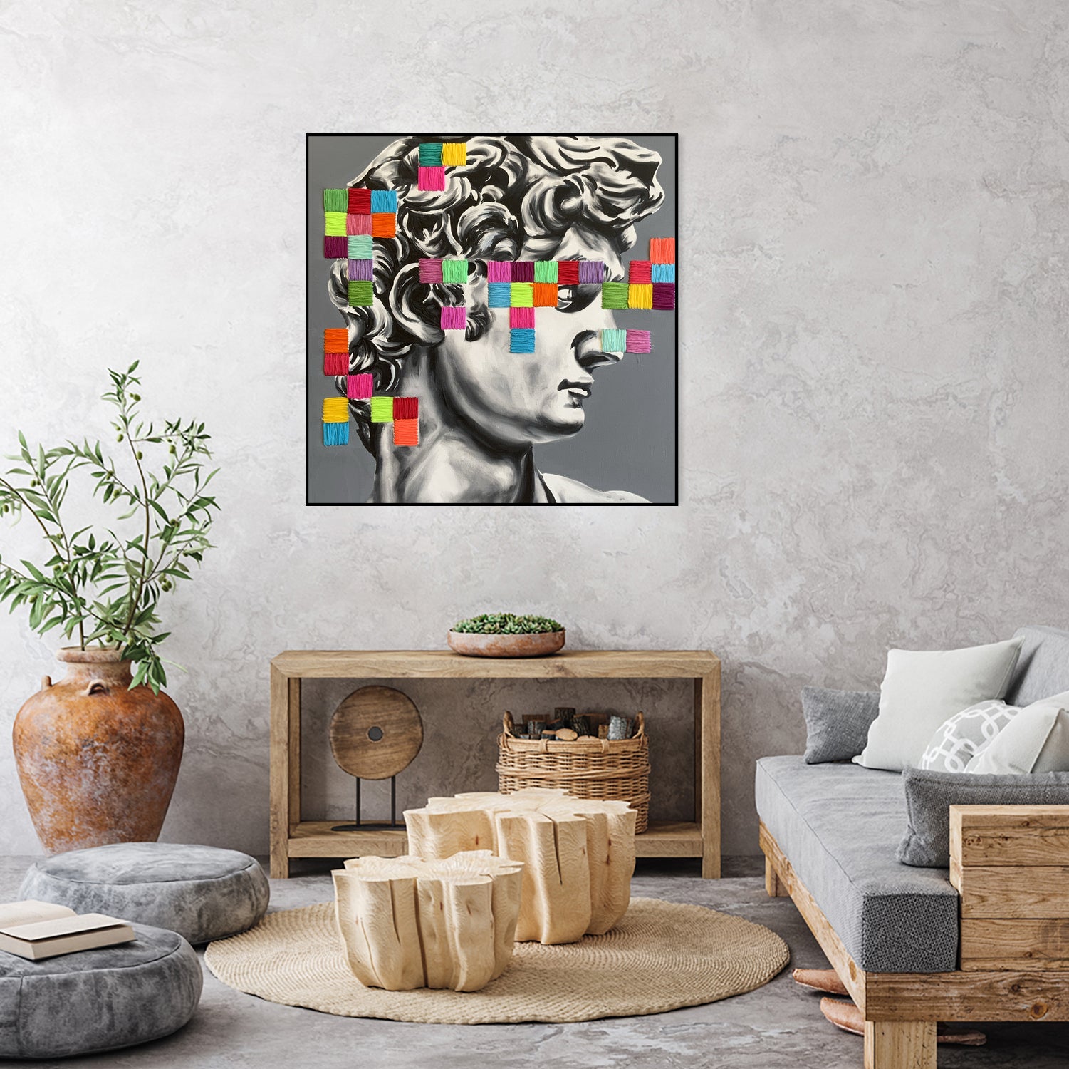 Pixel david by eugenia retana on GIANT ART - gray mixed media