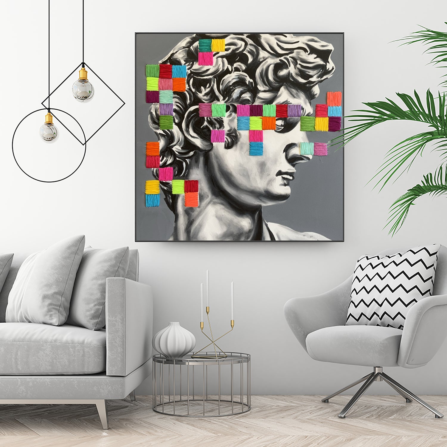 Pixel david by eugenia retana on GIANT ART - gray mixed media