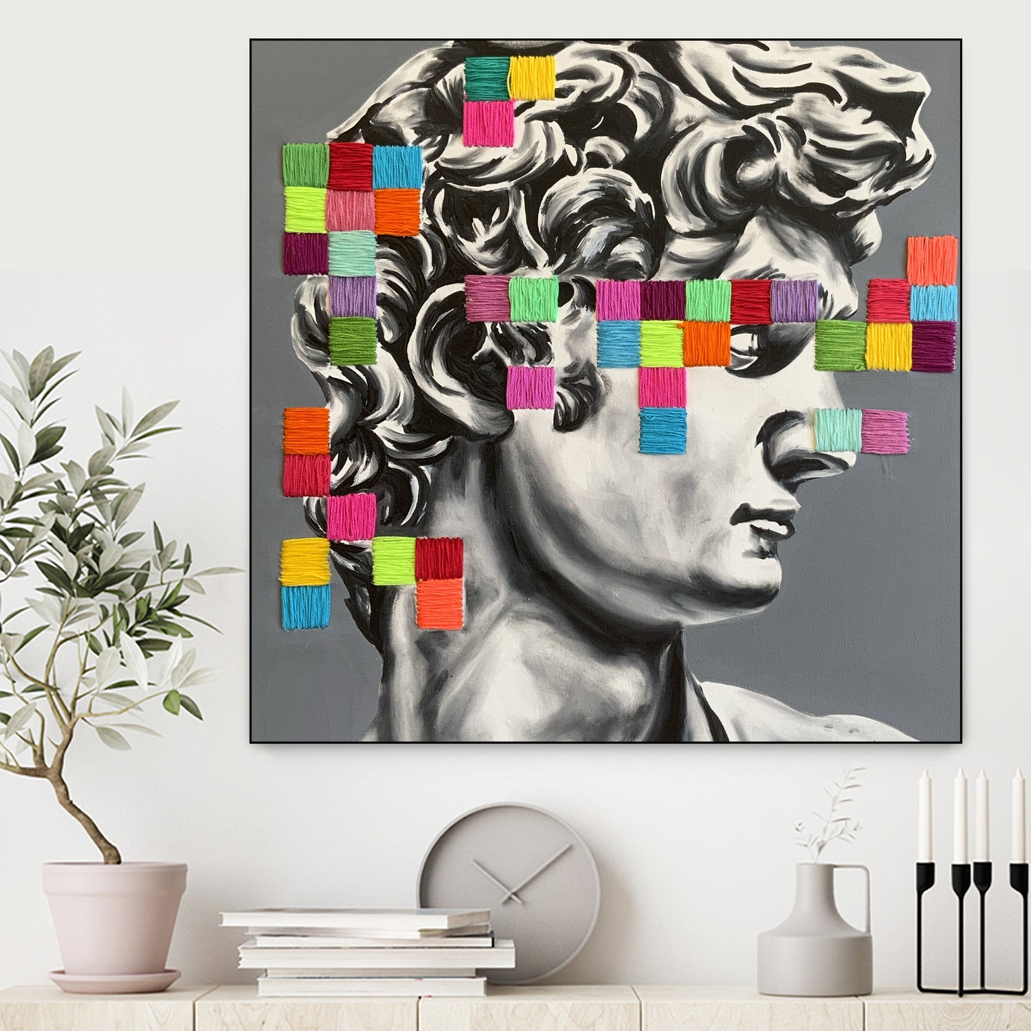 Pixel david by eugenia retana on GIANT ART - gray mixed media