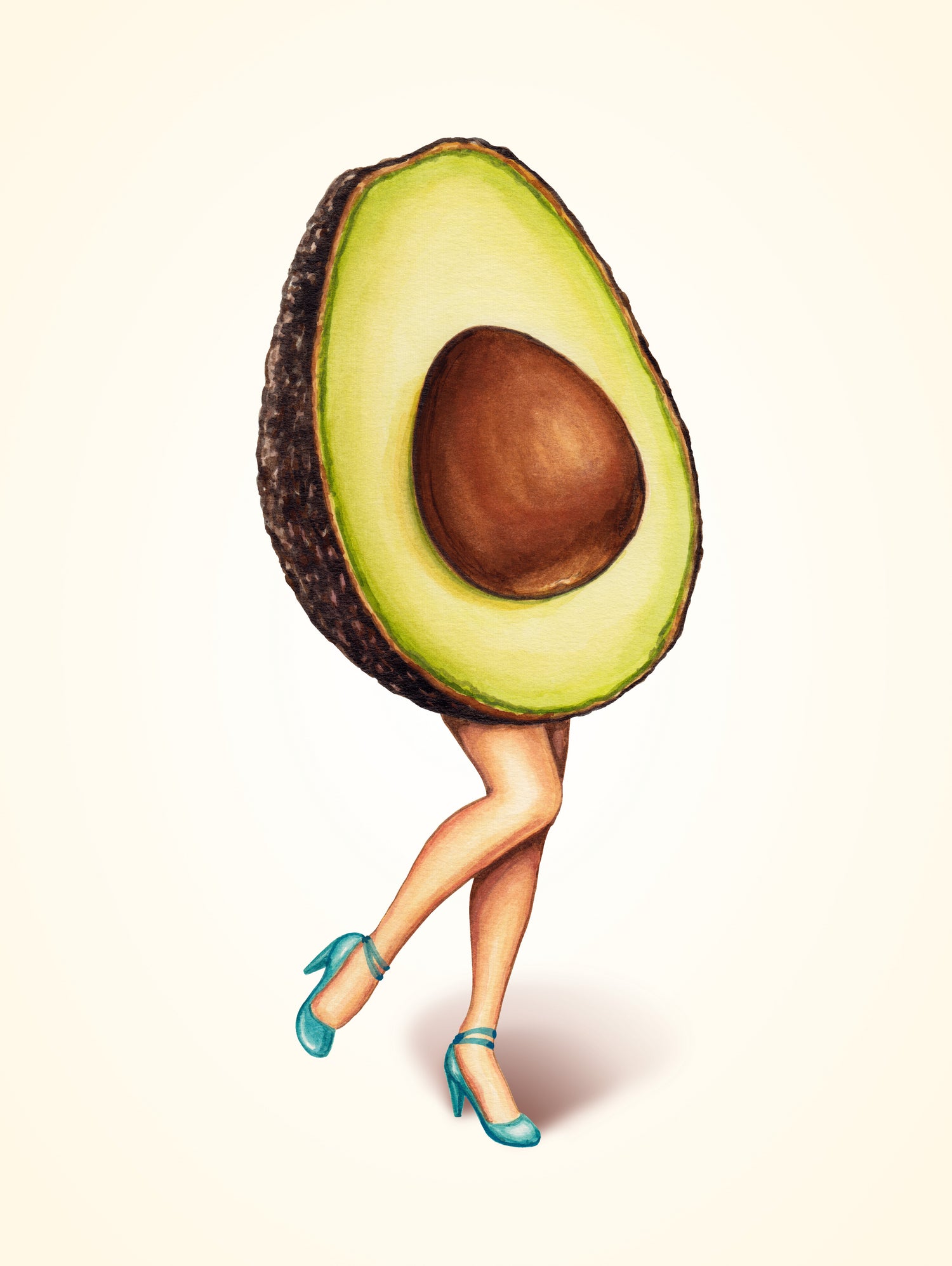 Avocado Girl by Kelly Gilleran on GIANT ART - green mixed media