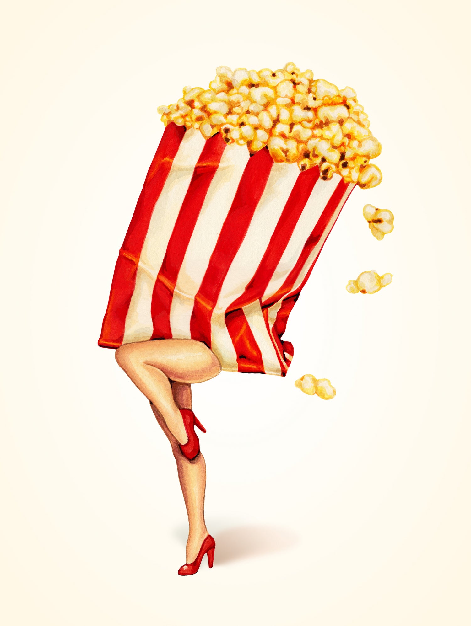 Popcorn Girl by Kelly Gilleran on GIANT ART - white mixed media