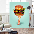 Cheeseburger Girl by Kelly Gilleran on GIANT ART - blue mixed media