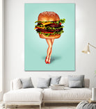 Cheeseburger Girl by Kelly Gilleran on GIANT ART - blue mixed media