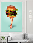 Cheeseburger Girl by Kelly Gilleran on GIANT ART - blue mixed media