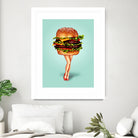 Cheeseburger Girl by Kelly Gilleran on GIANT ART - blue mixed media