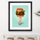 Cheeseburger Girl by Kelly Gilleran on GIANT ART - blue mixed media